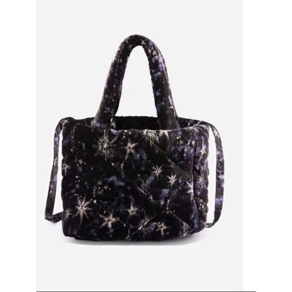 Johnny Was Stardust Quilted Silk Velvet Tote Bag